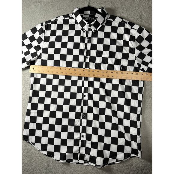 Live Fast Motorcycle Checkerboard Button Up 2XL - Picture 5 of 7